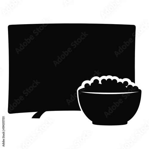 Iconic depiction of movie night featuring a television set and popcorn