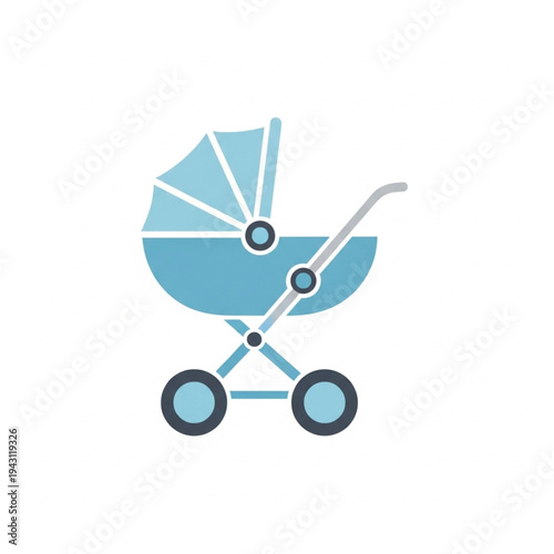 Baby Stroller Illustration with Wheels and Handle.