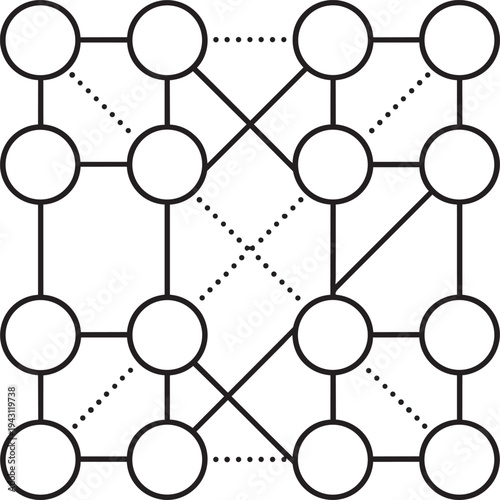 Distributed database grid network pattern representing decentralized ledger architecture in modern virtual blockchain technology system