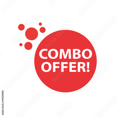 Combo offer red circular sticker with exclamation mark for special deals and promotions