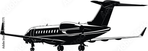 Black and white of a small passenger airplane small plane passenger plane silhouette