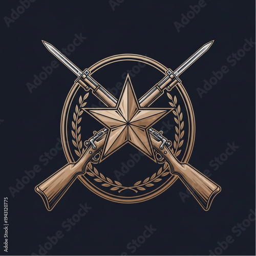 Crossed Rifles with Star Emblem Design.