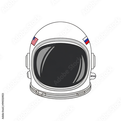 Astronaut Helmet with American and French Flags.
