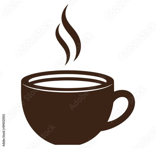 Brown coffee cup with steam rising up isolated on transparent background