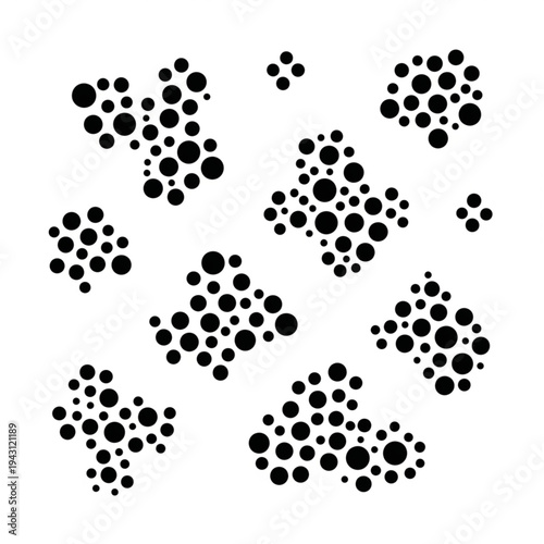 Black Circles Arranged in Cluster Formations.