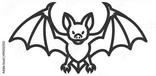 A cartoon bat with outstretched wings and a cute expression on its face