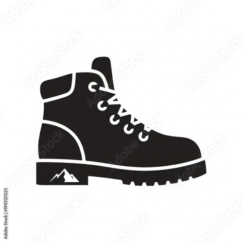 Black Hiking Boot with Laces.