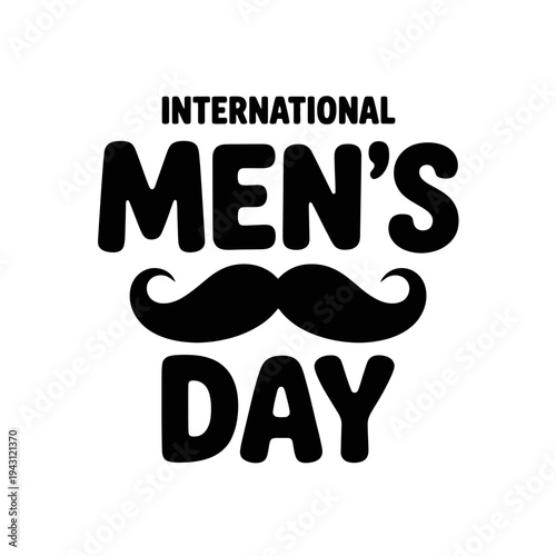 International Men's Day illustration with mustache on white background