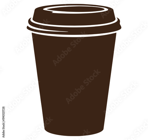 Brown disposable coffee cup with lid isolated on white background