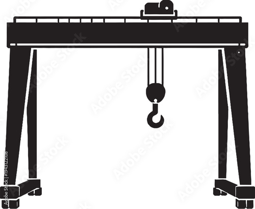 Shipyard Gantry Crane Front View Solid Black Silhouette SVG
