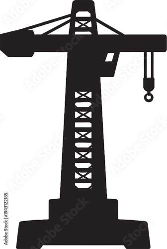 Shipyard Crane Front View Solid Black Silhouette SVG