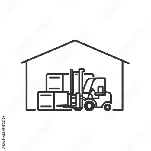 Forklift Loading Boxes in Warehouse.