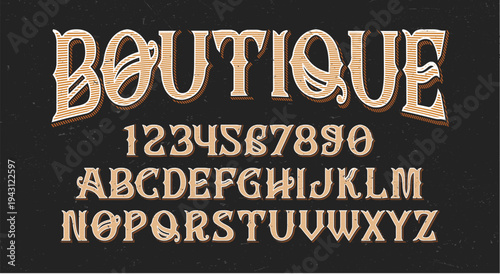 Vintage Wooden Alphabet Letters Display for Boutique Typography.