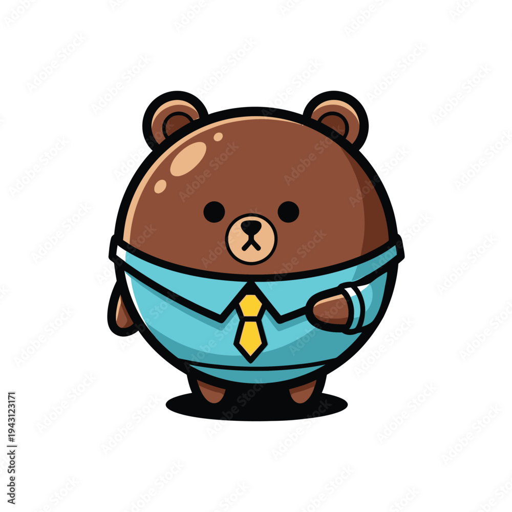 Naklejka premium Cartoon bear in business attire posing confidently.