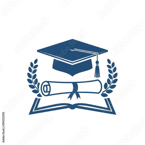 Graduation Cap Diploma Certificate Education Icon.