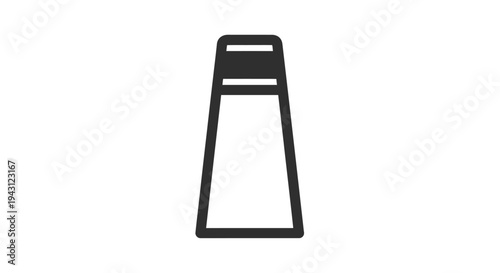 Simple line drawing of a salt shaker on a white background with a minimalist design and neutral tones.