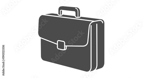 A black briefcase with white outline and handle on top, set against a plain white background in a simple line art style.