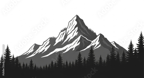 Mountain Landscape with Snowy Peaks.