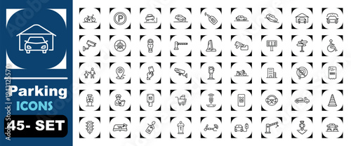 set of parking out line icons vector illustration group of parking line art icons vector 