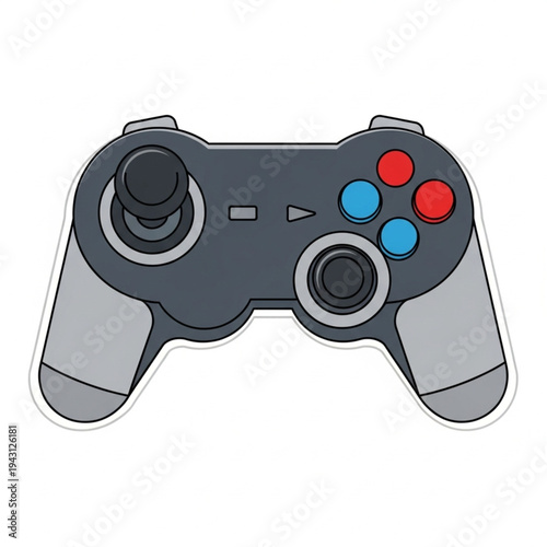 Gray Game Controller with Colored Buttons.