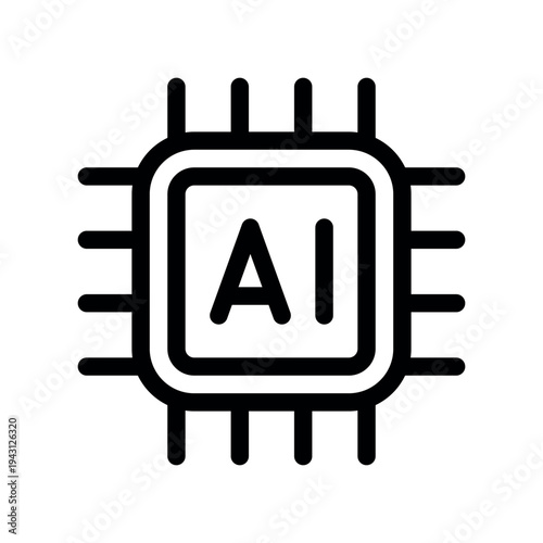 Artificial Intelligence Microchip Line Graphic