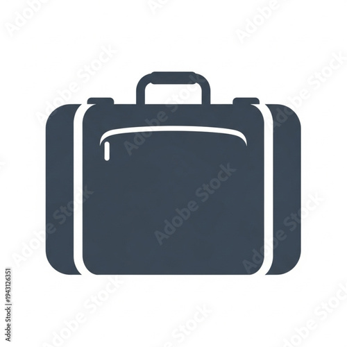 Dark Blue Suitcase Icon with Handle.