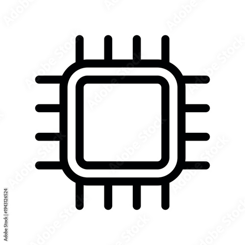 Blank Microprocessor Chip Outline Graphic