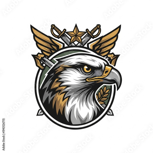 Eagle Head Logo Design with Swords.