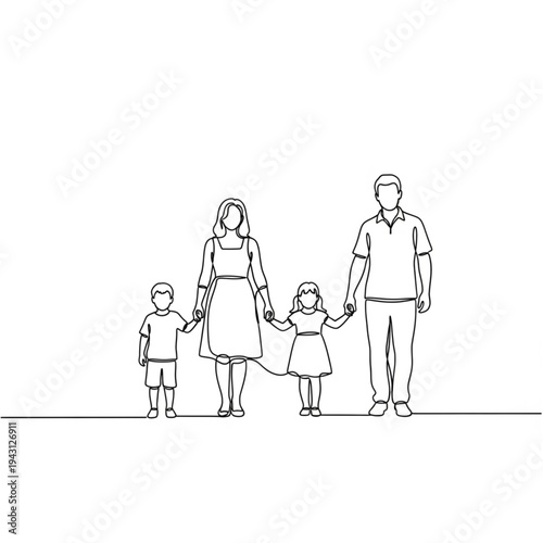 Family of Four Holding Hands Together.