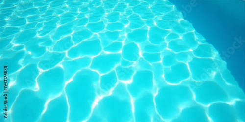 Abstract blue swimming pool water surface with clear ripples and sunlight reflections