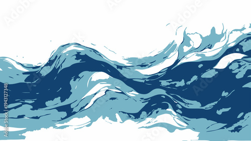 Vector captivating artistic rendition of ocean waves, the power and beauty of the sea. it showcases the fluid and dynamic movement.