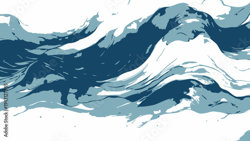 Vector Dynamic Sea, waves in shades of blue with a dynamic style and the raw power of the ocean.