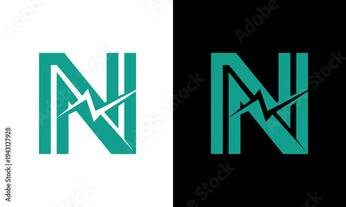 Graphic designer creates stylized letter N logos on white and black backgrounds
