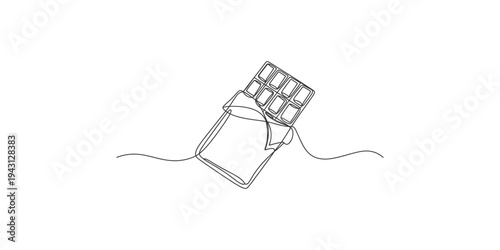Chocolate bar with partially unwrapped packaging and smooth lines sweet treat food dessert snack wrapped