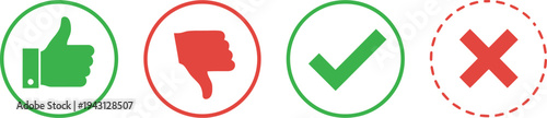 A thumbs up icon with a checkmark and a thumbs down symbol