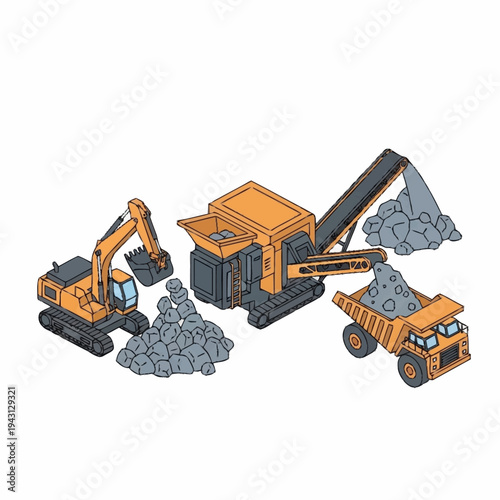 excavator on a white background
