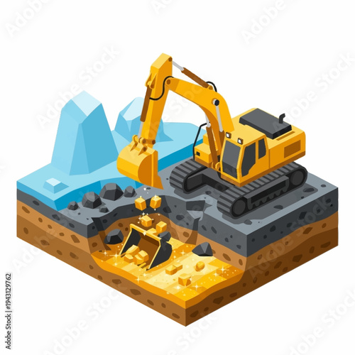 excavator isolated on white background