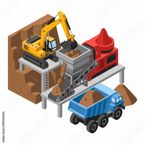 forklift truck and crane
