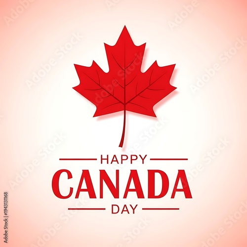 Happy canada day celebration with maple leaf