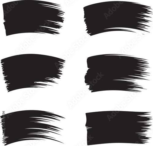 Various black horizontal brush strokes with rugged and expressive textures
