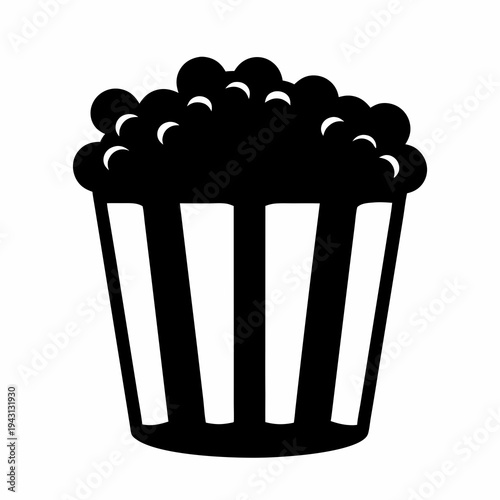 Monochromatic Popcorn in Striped Container, Ready for a Movie Night Treat