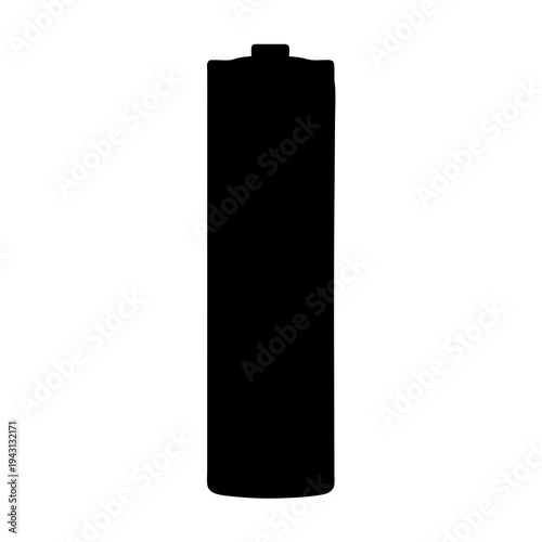 Silhouette image depicts a generic battery against a clean white background surface