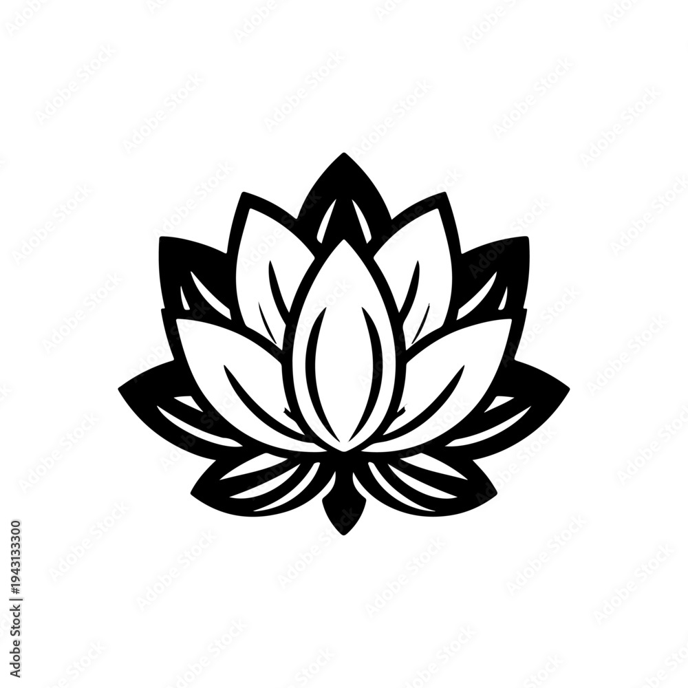 Fototapeta premium Bold Single Fill Silhouette – Lotus Flower (Symbol of Enlightenment)