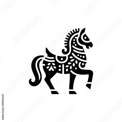 Bold Single Fill Silhouette – Ceremonial Ghode Jatra Horse
