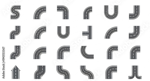 Collection of Road Elements for Map Design and Creation.