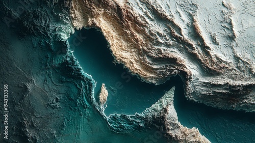 Navigational challenges in the strait of hormuz: an overview. Blank background. Visual exploration of key maritime passage in mideast: the hormuz strait. Minimal design. Empty space.