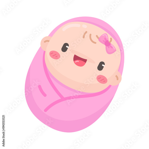Adorable Newborn Baby Girl Swaddled in Pink A Sweet Illustration for New Beginnings