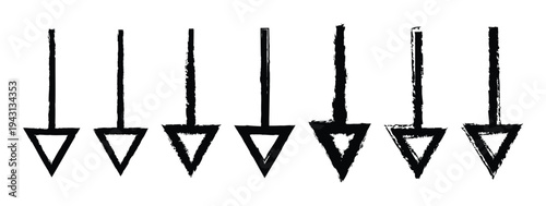 grunge arrow vector. grunge arrow brush.grunge arrow paint, Doodle crayon pencil direction element on blackboard background. Vector illustration,