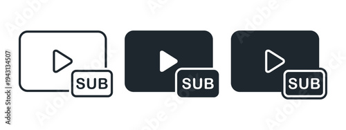 Video Subtitle Icon. Closed Captioning Symbol. Vector Illustration