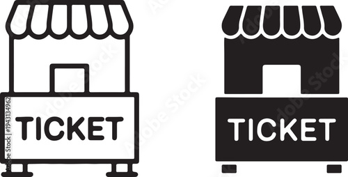 Ticket booth icons set isolated ,Ticket Booth Icon Set on white background vector illustration for event admission retail sale